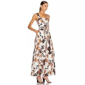 Nicholas floral sepia linen dress size S size tag removed used good condition